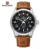 NAVIFORCE 9229 Trend Casual Wristwatch for Man Military Sports Water Resistant Leather Strap Men's Clock Quartz Calendar Male Watches - Silver Black Brown